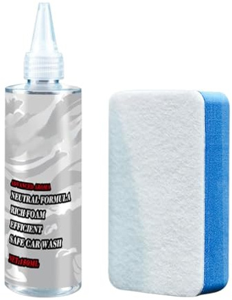 Pulitore Pellicola Liquido per Macchie d'Acqua 150 ml | con Spugna Detergente per Vetri Auto per Rivestimento Dettaglio Veicoli Camion SUV Camper Fari Specchietti Interni Esterni