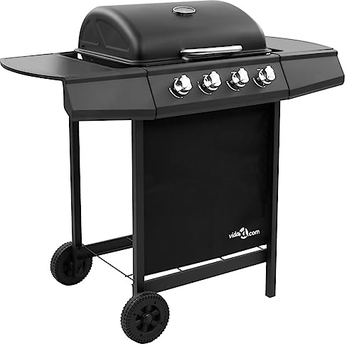 Mokuyary Barbecue gril à gaz avec 4 brûleurs Noir Jardin