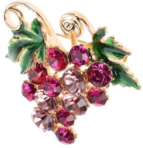 Broche de Uva Púrpura, Aleación de Zinc, Brillante, 1 Pieza | Estilo Fresco y Elegante, Uso en Sombrero o Chal, Diseño Bonito, Complemento de Joyería para Mujer