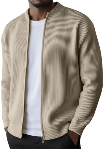 Herr Corduroy vardaglig jacka hel dragkedja cardigan andningsbar arbetsjacka | Ribbad enfärgad ståkrage cardigan mode plusstorlek affärsjackor lätta stickade jackor för arbete