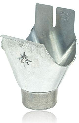 Zink Einhangstutzen oval 28/80 für halbrunde Dachrinnen - Titanzink Rinnenstutzen mit Klemmfeder und Einhängeöse für einfache und schnelle Montage