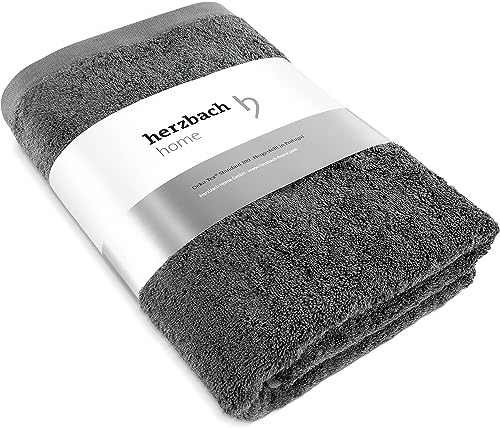 herzbach home Premium Badetuch 100 x 150 cm (anthrazit) – Großes, weiches & saugstarkes Badehandtuch in Bester Qualität – 100% natürliche Baumwolle