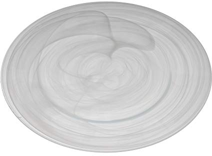Set 6 Atlas Bajoplato Cristal de Color Alabaster Transparente- Blanco: Medida:Ø33 Cm.