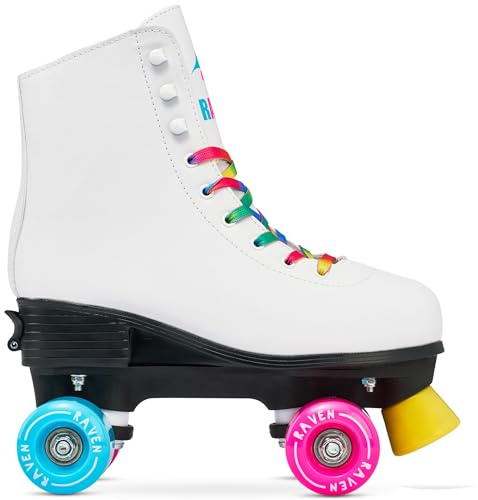 RAVEN - Rullskridskor för barn och vuxna - Slitstarka PVC-bromsar, gummihjul - Iris White, 39-42 (25-26,5 cm)