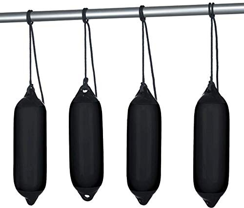 Seilflechter – Set Parabordi 210 x 620 mm in Nero, 4 Parabordi Gonfiabili con 4 Cime per Parabordi, Ideali per Barca e Yacht