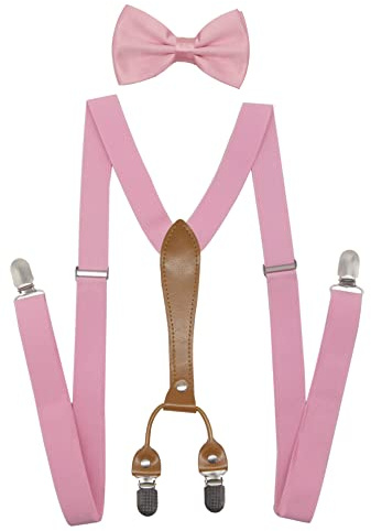 Doloise Men's Suspenders Bowtie Set Elastic Y Shape Style Women's Suspenders Bowtie For Wedding&Formal Events