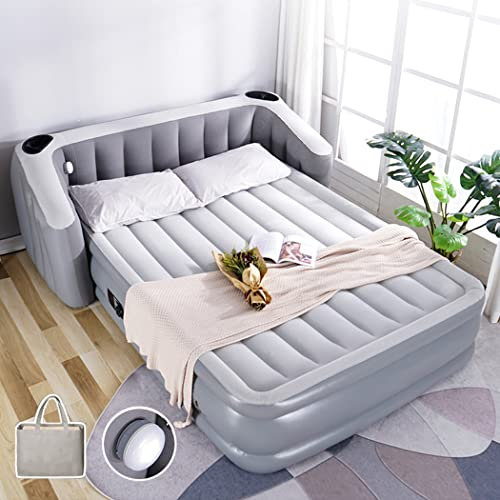 LANGWEI Colchón De Aire para Acampar con Bomba Incorporada, Cama De Aire Doble Portátil Elevada De 17 con Luces LED para El Hogar/Camping/Regalos De Inauguración De La Casa