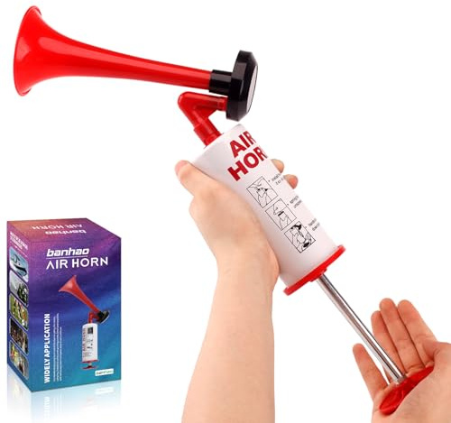Handheld Air Horn, BANHAO Aluminum Loud Noise Maker Safety Boat Car Sports Events Handheld Air Pump Loud Safety Horn for Boats
