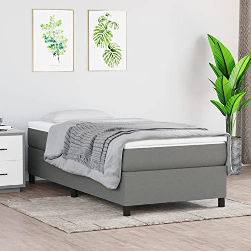 Tidyard resårsäng sängram, klädsel, ungdomssäng, gästsäng, sovrumssäng, dubbelsäng/enkelsäng, balksäng, sängram, ribbotten, träsäng, mörkgrå, 90 x 200 cm tyg
