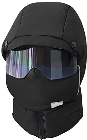 4 in 1 Waterproof Ski Cap with Detachable Mask Ear Warmer Anti-fog Goggles for Men Women Winter Warm Full Cover Balaclava Windproof Cycling Hat Trapper Winter Hat Outdoor One-piece Scarf Earflap