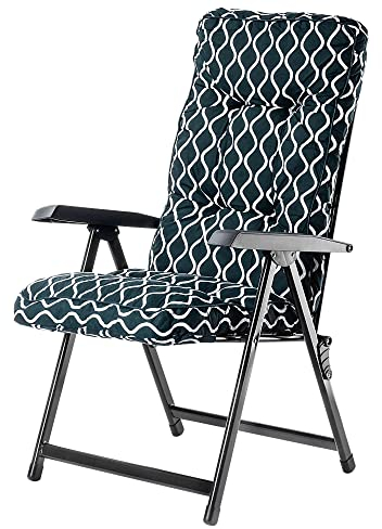 KADAX Gartenstuhl, Stahl Liegestuhl mit Kissen, Klappbare Sonnenliege mit Traglast bis 110kg, Gartenliege mit Verstellbarer Rückenlehne, Gartensessel (Grün)