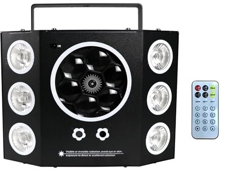 Lumières de fête, lumière disco, lumières DJ, lumières stroboscopiques LED 4 en 1 et effet Gobos à faisceau rouge vert, 16 canaux DMX avec son activé pour Noël, fête d'Halloween