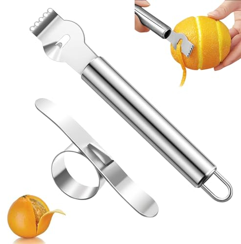 Pelador de 2 paquetes, pelador de limón y pelador de naranja, pelador de cítricos, pelador de frutas de acero inoxidable, herramienta para pelar cítricos