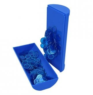 cavernedesjouets Boite magnetique et 100 pions de Loto, Bleu - Baton ramasse jetons - Accessoires Bingo, quine - Set Jeu et Rangement + Carte