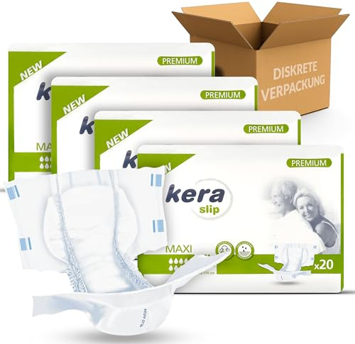 KERA Inkontinenz Slip Maxi Night saugstarke Windeln für Erwachsene mit doppelten Auslaufschutz - Atmungsaktive Erwachsenen Windel 80 Stück, Medium