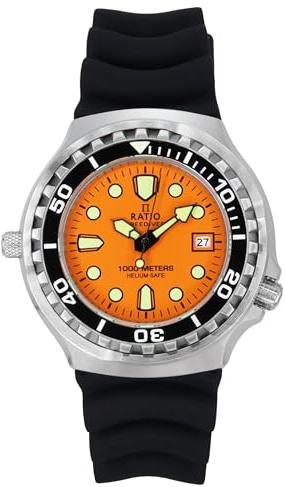 RATIO FreeDiver 2:a generationen helium säker dykarklocka safir kristall kvarts rörelse dyk klocka 1 000 m vattentålig dykarklocka för män