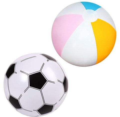 2 Stück Wasserball,Wasserball Aufblasbar,Spielzeug Pool Wasser,Wasserbälle Aufblasbare für Kinder Beach,Strand Aufblasbarer,Aufblasbares Groß Strandball Fussball 40cm,für Schwimmbad Beachhandball