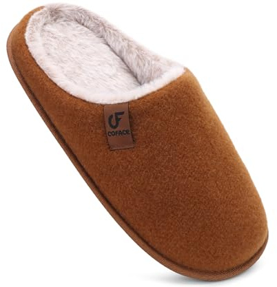 COFACE Chaussons Homme Hiver Pantoufles Chauds en Mousse à Mémoire de Forme Chaussures de Maison Légères en Feutre Intérieur Extérieur Kaki Taille 44