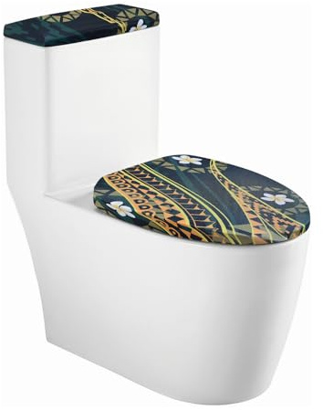 NICENEEDED Print Toilet Lid Cover, Toilet Tank Seat Cover, Stretch Toilet Protector Seat Cushion Replacement with Elastic Bottom Stretchable Novelty Toilet Lid Covers Set Home Bathroom Accessories