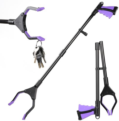 Pince de Préhension Ramasse Objet Pince Ramasse Dechets Outils de Ramassage Aimants pour Personnes Âgées et Enfants Pliable Rotative