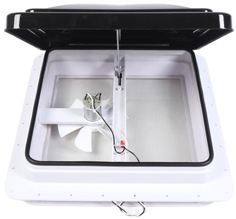 Akozon Ventilateur de Toit pour Camping-car, Moteur 12V DC, Résistant au Soleil, Lame de 6 Pouces, Couvercle Noir, Remorques, Camping-cars