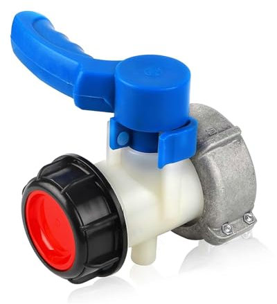 Kadryxon Robinet à clapet IBC, adaptateur de réservoir IBC, vanne de régulation DN50 75 mm vers S60 x 6 (60 mm), robinet d'arrêt IBC, accessoire pour réservoir IBC