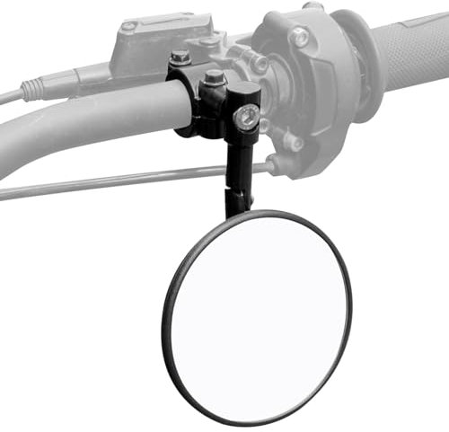 KEMIMOTO【2025 Upgraded】Motorrad Spiegel, E24 Geprüft, 2 Stück Lenkerspiegel, mit 2 Spiegel Halterungen, Runde Lenkerendenspiegel, Kompatibel mit Scooter, Roller, ATV, MT07, Z750, CB125R