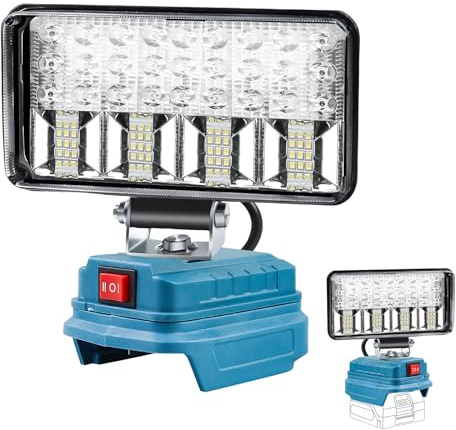 GOEDCH sladdlös lampa för Makita: 18 V 90 W bärbar projektor, trådlös LED-arbet 2 lägen med 2 USB-laddningsportar 7 500 lm, bygglampa för nödsituationer, byggarbetsplatser, camping och rep