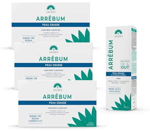 Program Fet Skin To Acne | 3 stopp tabletter + stoppkräm 40 ml | frisk näthinna | laboratorium Jaldes