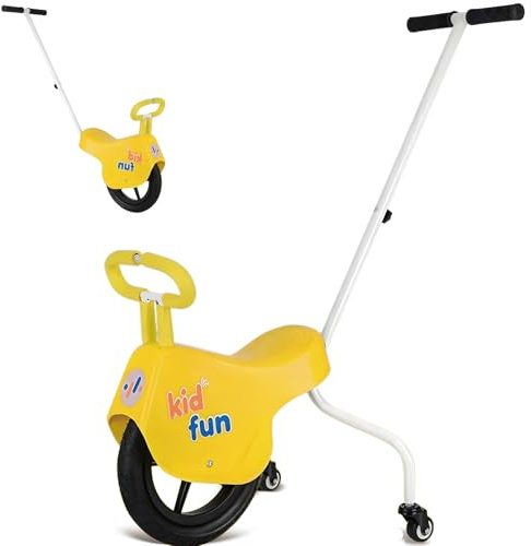 Monociclo Manual para niños, Bicicletas de Equilibrio para niños pequeños con barandillas/Ruedas de Entrenamiento, Cochecito para Montar en Bicicleta para niños y niñas. (Amarillo)