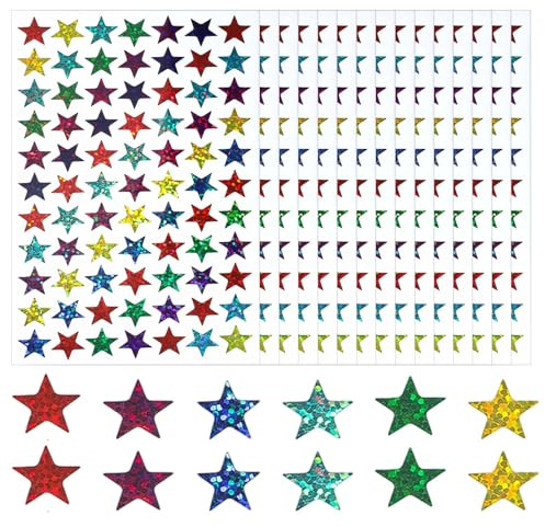 simarro 1 800 stycken guldglitter stjärnor klistermärken, självhäftande stjärnklistermärken, belöningsklistermärken, guld, miniklistermärken, etiketter, stjärnklistermärken för scrapbooking