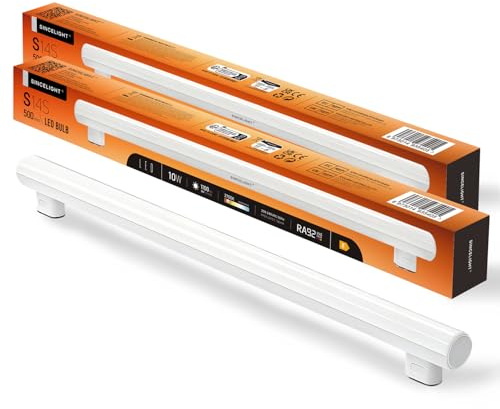 SINCELIGHT S14s Lampadina LED 500mm per Specchio da Trucco, Doppio attacco, 10W, 1100lm, Bianco Caldo 2700K, CRI Elevato 92, Illuminazione per Trucco, Tubo LED per Bagno, Confezione da 2