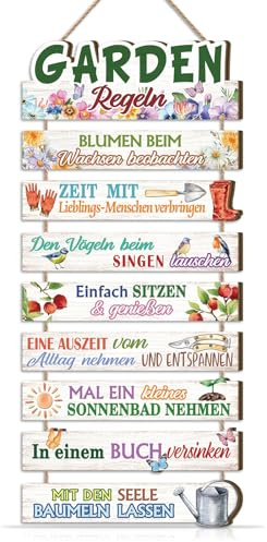 ANHUIB Garden Regeln Türschild Schilder Garten mit Sprüchen Türkranz Frühling Willkommensschild Lustiges Wandschild für Garten Balkon Terrasse Landhaus Deko Geschenk für Gartenliebhaber Gärtner