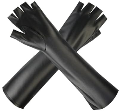 Ymswjgj Guantes sin dedos para mujer, guantes largos hasta el codo, guantes largos para faldas y actuaciones escénicas, guantes sin dedos, guantes largos de cuero sin dedos, guantes de cuero sin dedos