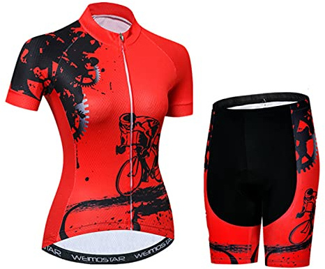 Hotlion Damen Radtrikot Sets Gel Gepolsterte Trägerhose Fahrradbekleidung Sommer Fahrradbekleidung Anzug CD178