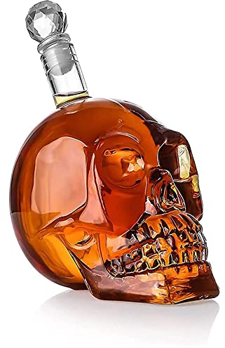 550 ml Totenkopf Flasche, Totenkopf Glas, Totenkopf Gläser, Whiskey Flasche Karaffe Dekanter, Totenkopf-Karaffe aus Glas, Totenkopf Dekanter, für Whisky, Wein und Spirituosen, Nicht Zerbrechlich