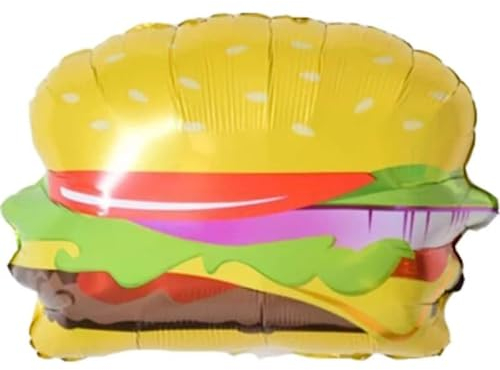 DIWULI Burger Luftballon, Cheeseburger Folien-Luftballon, Fastfood Essen Geburtstagsballon, Folien-Ballon lustig lecker Geburtstag, Mädchen Junge Kindergeburtstag, Party-Deko Dekoration Geschenk-Deko