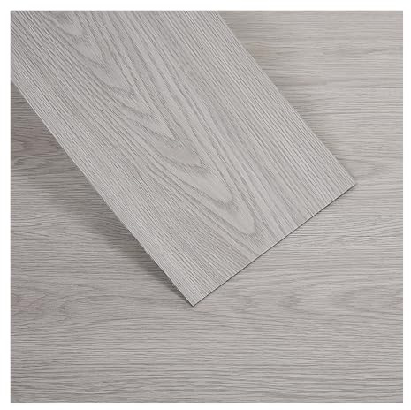 INMOZATA 21Pcs Self-Adhesive PVC Flooring Planks Floorboard Planks Waterproof Floor Stickers for Kitchen Bathroom Home Floor Tile 91.5 X 15.2CM (White Grey)