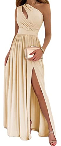 ticticlily Abito da Sera Abito Lungo Elegante da Donna con Spacco Abiti da Ballo Abito Lungo Senza Maniche Abito da Spiaggia Abito da Festa Abito da Cocktail Abito A Albicocca S