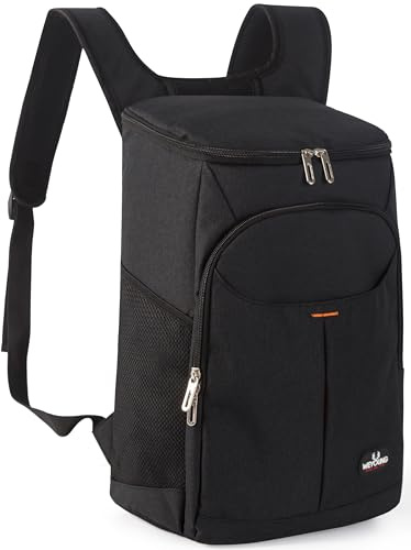 QINGLOU Zaino Termico Frigo 25L, Borsa Termica Porta Pranzo Borsa Frigo Borsa della Spesa Isoterma per Alimenti Mantenere Caldo o Freddo per Famiglia all'aperto, BBQ, Pesca e Spiaggia (Nero)