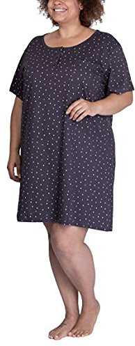 maluuna - Chemise de Nuit Femme Grandes Tailles à Points 100% Coton, Couleur:Anthracite, Größe Textil:5XL
