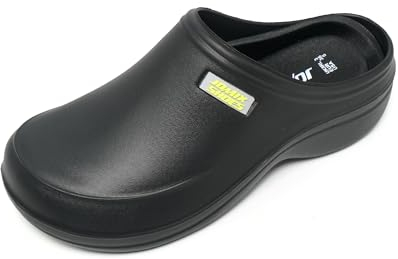 JOMIX Damen Medizinische Clogs Pantoletten Berufsschuhe Kochschuhe Bequeme Sanitär-Clogs mit Fußbett Gartenschuhe Damen-Hausschuhe (Schwarz, 37 EU, SD9243)