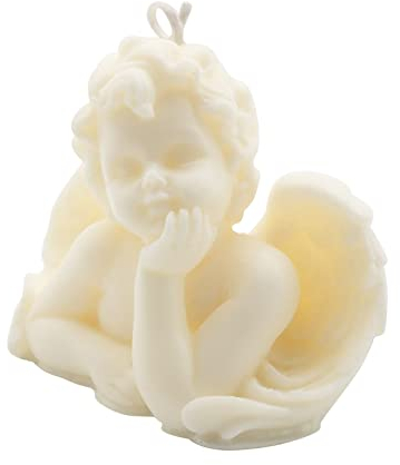 LOIJMK Candela profumata a forma di angelo di Natale a forma di candela profumata di cera vegana carina decorativa candela d'angelo bianco stufa tealight (bianco, A)
