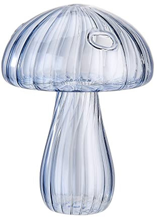 POTRUWE Lot de 2 Vases pour Plantes Hydroponiques, 10,2 Cm, en Forme de Champignon, en Verre, Vase à Fleurs, Station de Propagation de Terrarium, Ornements de Table pour la (Bleu)