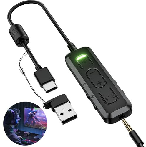 Scheda Audio Esterna USB Virtuale 7.1 Surround Sound, Adattatore Audio USB C a Jack 3,5mm per Nintendo Switch, PC, laptop, Cuffie, Disattivazione Audio con un Clic