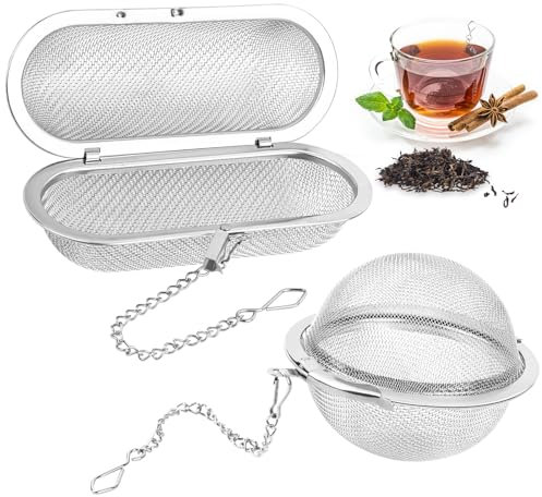 VMUTGA 2x Filtro per Il tè, Infusore per Il tè a Forma di Sfera in Acciaio Inossidabile 304, per Tè Sfuso, Spezie ed Erbe Aromatiche, Colino per Spezie