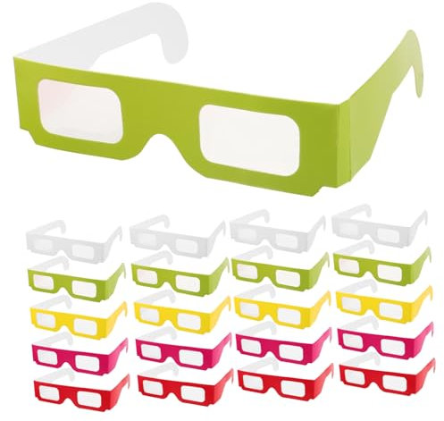 ifundom 3D Feuerwerksbrille 30 Stück Weiß Rot Gelb Grün Pink Papier Kartonrahmen Leichtes Design für Kinder und Erwachsene Party Musik Event Fotorequisiten Klassenzimmer Belohnungen