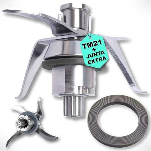RM Pro Gruppo Coltelli TM21 con 2 Guarnizioni di Tenuta Incluse – Ricambio per Vorwerk Thermomix Bimby TM21 – Lame in Acciaio Inox SUS420 – Ricambi e Accessori Bimby TM21