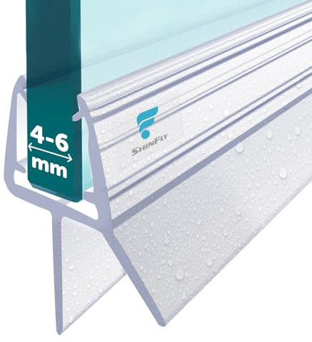 shinfly Shower Screen Seal Strip for 4-6mm Glass, Shower Door Seal Strip for Straight Glass Up to 12mm Gap, Perfectly Transparent for Bathroom Doors with 90cm