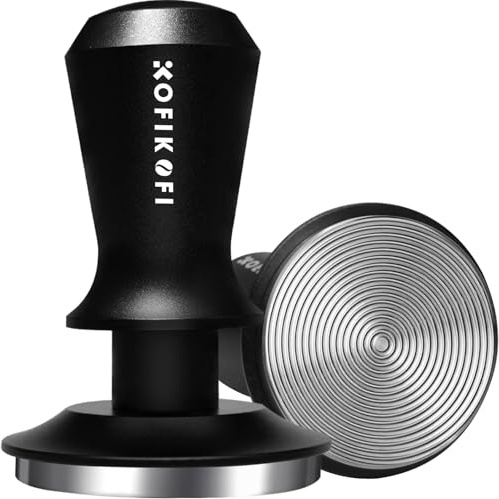 KOFIKOFI 53.3mm Espresso Tamper mit Base Ripple Doppelfeder 30lbs Anpressdruck Kaffee Tamper 304 Edelstahl kaffeestampfer Espresso Zubehör für 54mm Siebträger, Aluminiumgriff